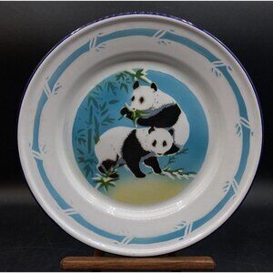 Bumper Harvest Panda Bamboo 9 1/4” Enamelware 602P- 01 Plate